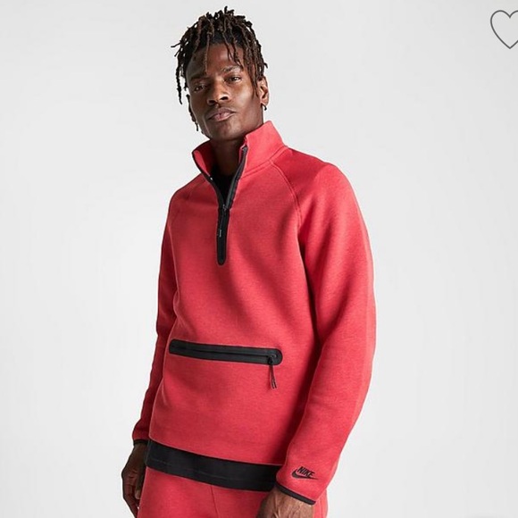 $135 Nike Tech Fleece 1/2 Zip Pullover - Light University Red - Picture 3 of 7